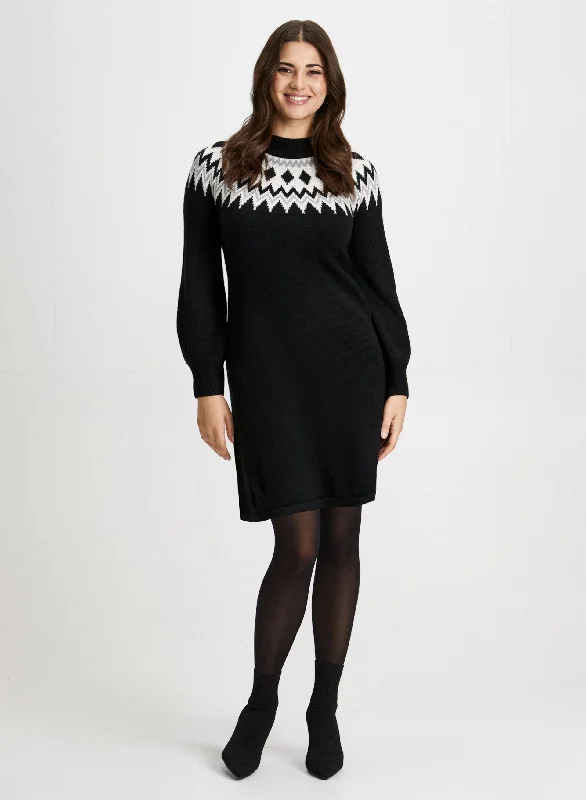 Diamond Pattern Sweater Dress