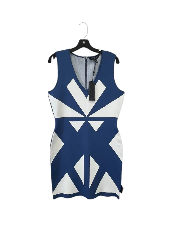 Dress Designer By Bcbgmaxazria In Blue & White, Size: L