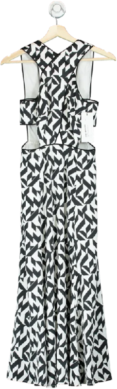 Karen Millen Black and White Geometric Print Dress UK 6