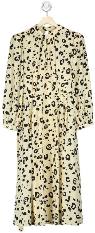 L.K. Bennett Cream Animal Print Silk Dress UK 8