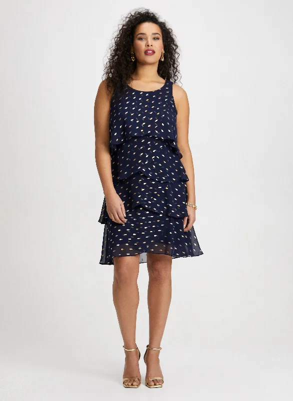 Tiered Polka Dot Print Dress