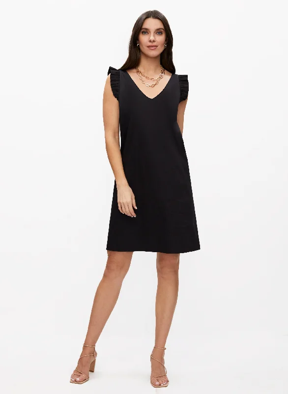 V-Neck Ruffle Sleeve Dress