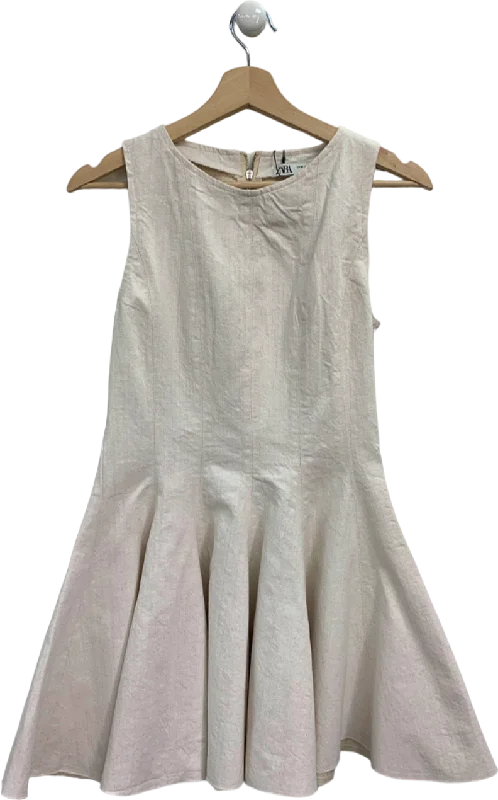 Zara Beige Sleeveless Peplum Dress XS