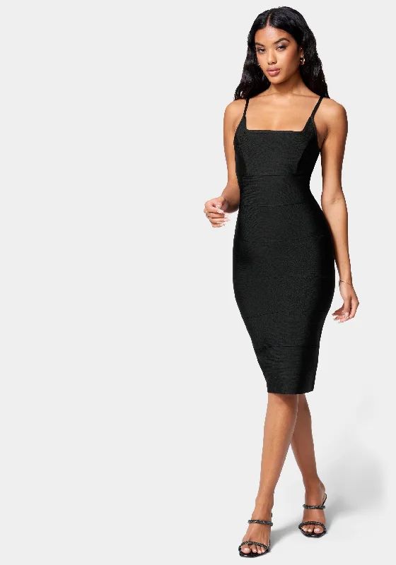 Luxe Bandage Square Neck Midi Dress