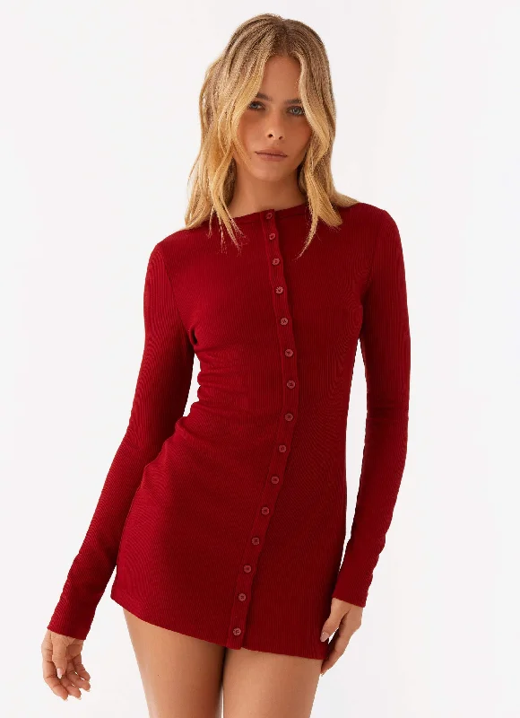 Blair Long Sleeve Mini Dress - Red