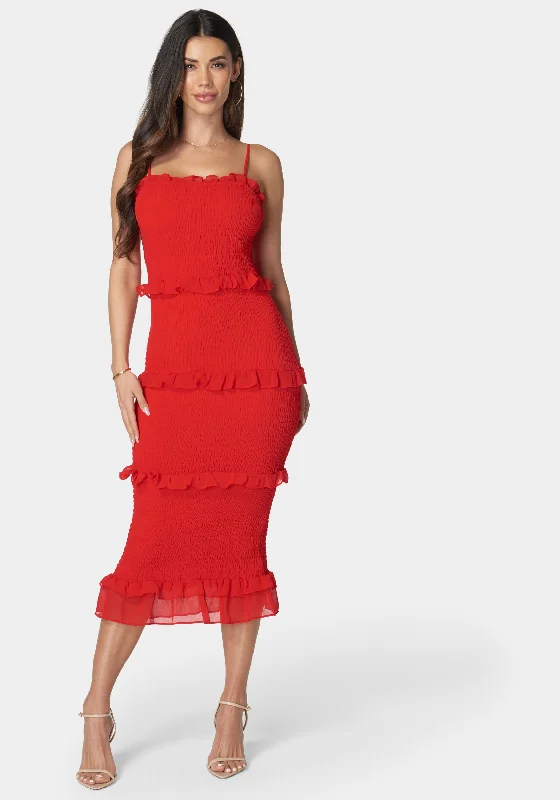 Georgette Smocked Midi Dress