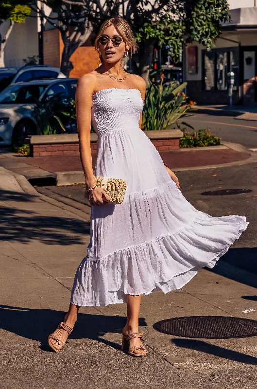 White Stephanie Strapless Maxi Dress