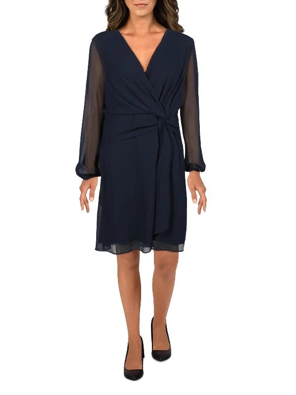 Womens Bishop Sleeve Knee Cocktail and Party Dress