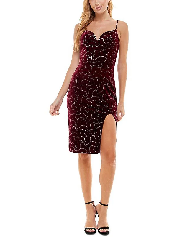 Womens Embellished Knee Length Cocktail and Party Dress