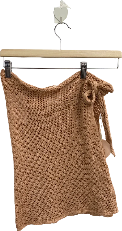 Camila Coelho Brown Crochet Wrap Skirt XS