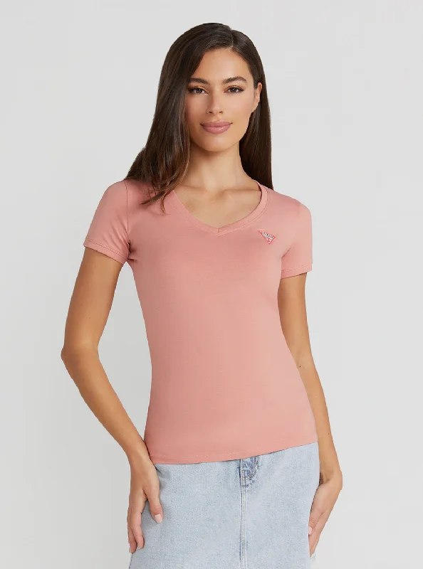 Eco Rose V-Neck Mini Logo T-Shirt