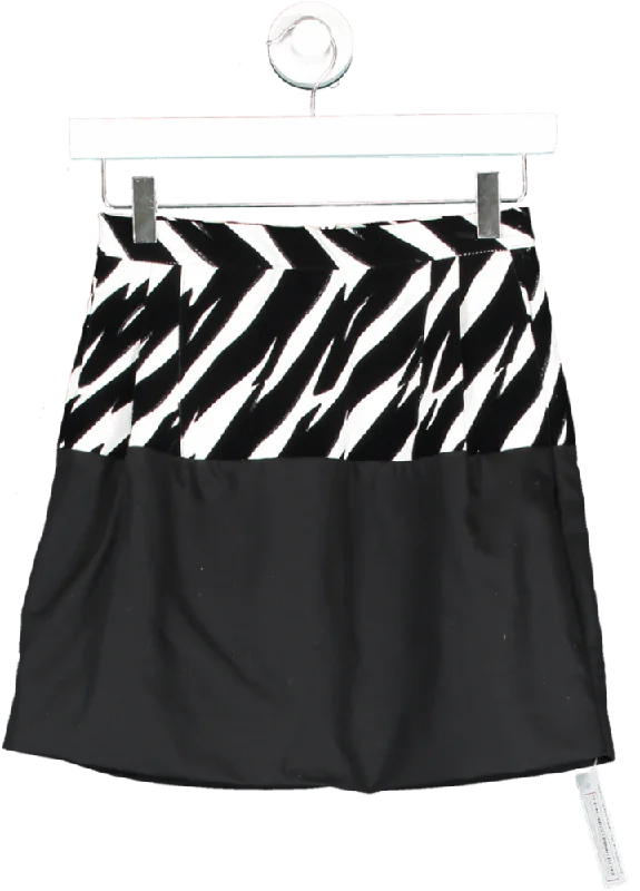 SKRT Black Zebra Panel Mini Skirt UK XS