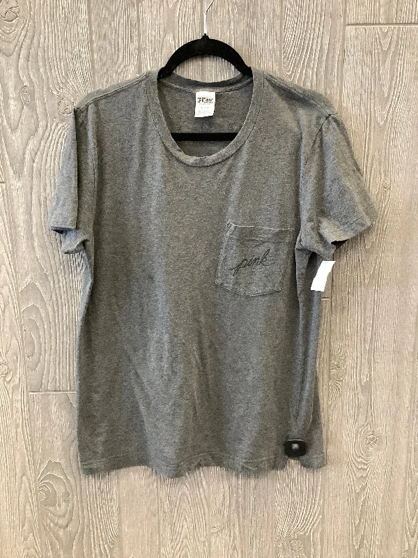 Top Short Sleeve By Pink In Grey, Size: M