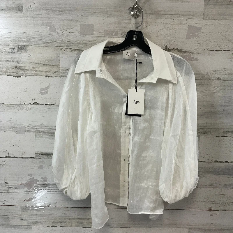 Blouse Long Sleeve By AJE In White, Size: L