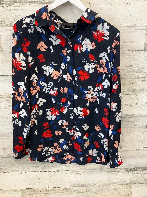 Blouse Long Sleeve By Banana Republic In Navy, Size: M