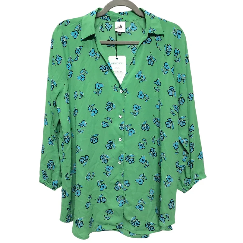 Blouse Long Sleeve By Cabi In Green, Size: 6