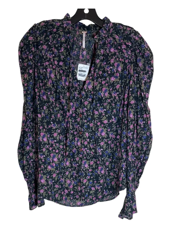 Blouse Long Sleeve By Free People In Floral Print, Size: S