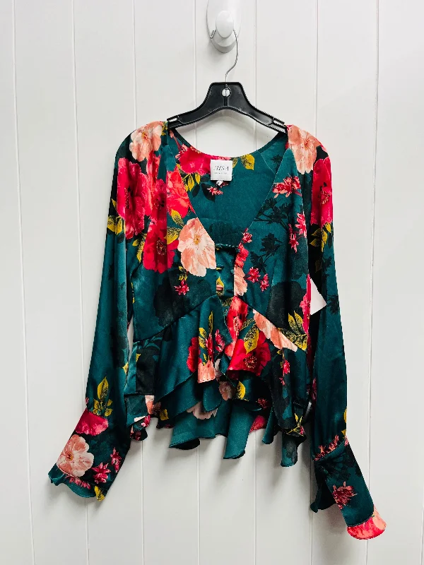 Blouse Long Sleeve By Misha In Green, Size: S