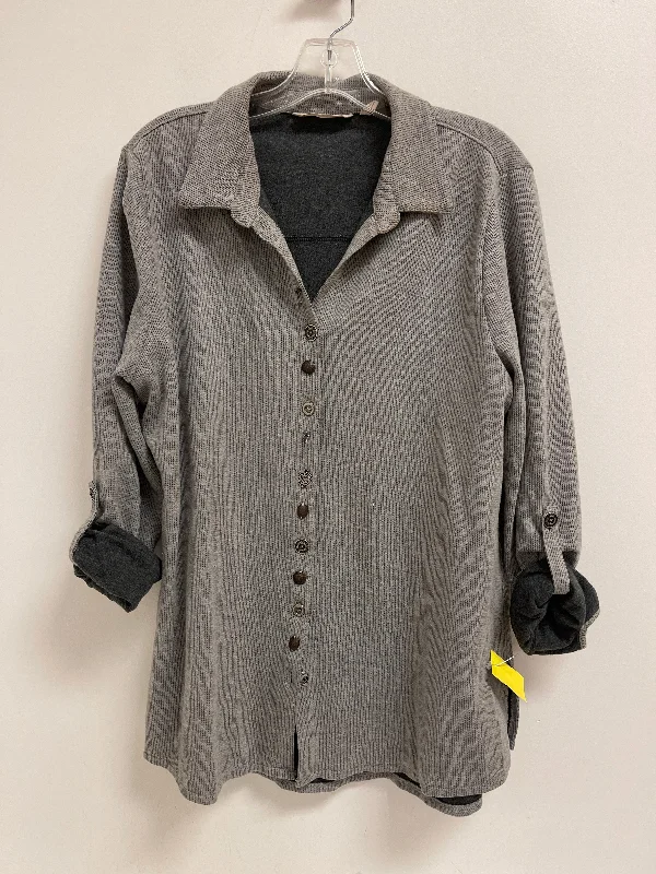 Blouse Long Sleeve By Soft Surroundings In Grey, Size: Xl