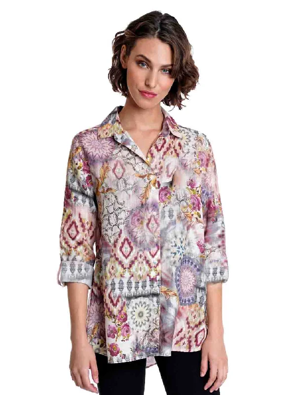 Tianello "Eileen" Printed Hanky Linen "Loving" Blouse