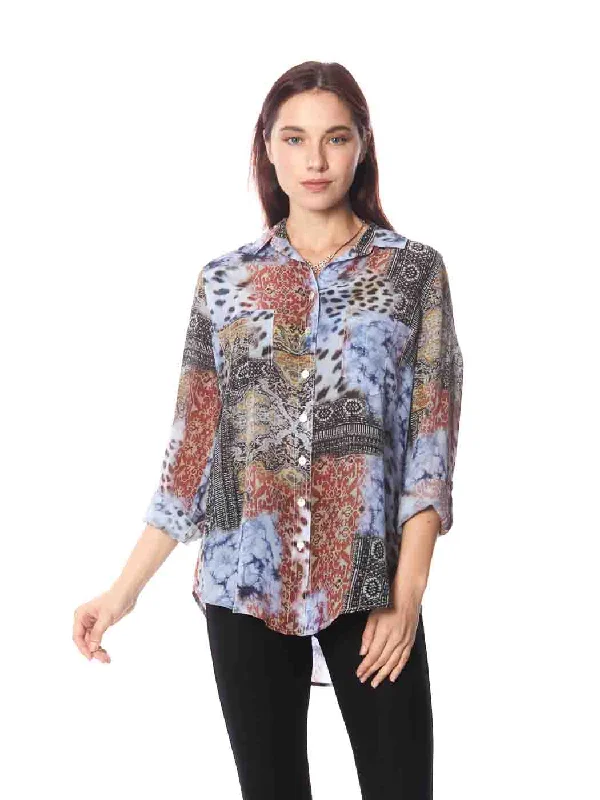 "HaveMore" Print Washable Silk "Savoir" Blouse (Small Only)