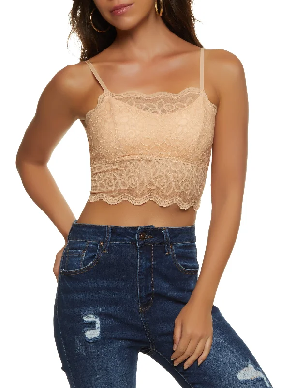 Lace Scalloped Hem Cropped Cami