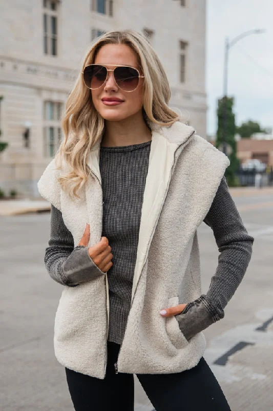 Take Notes Beige Sherpa Vest