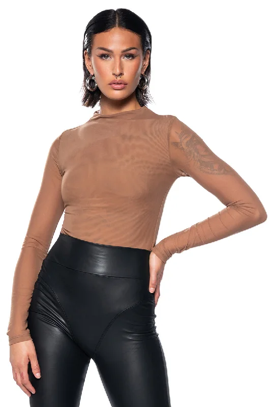 PAXTON SEXY DOUBLE MESH LONG SLEEVE BODYSUIT