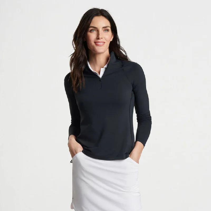 Peter Millar Women's Raglan Sleeve Perth Layer Quarter-Zip Pullover Sweater - Black*