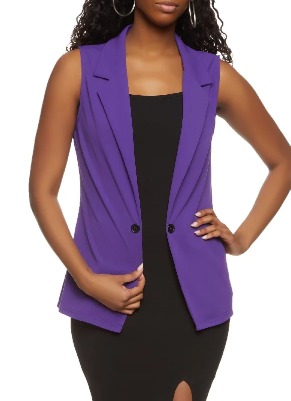 Crepe Knit Single Button Blazer Vest