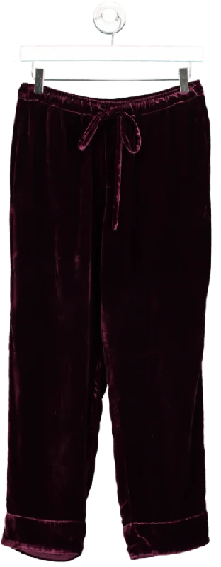 Asceno Purple Aurelia Velvet Wide Leg Pants UK S