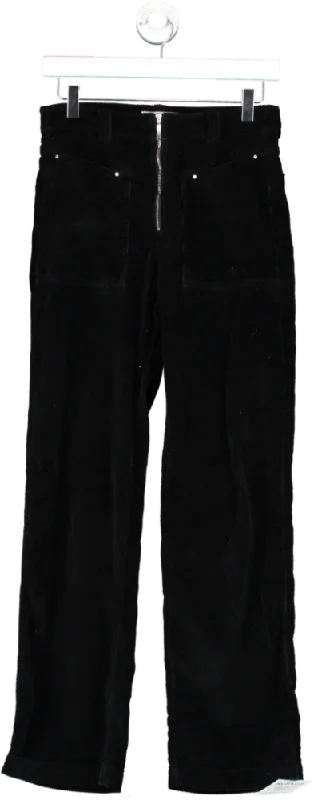 Ba&sh Black Fare Cotton-corduroy Straight-leg Pants UK 6