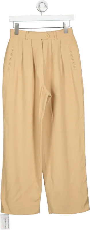 Giorgio Armani Beige Wide Leg Tailored Pocketed Trousers UK S