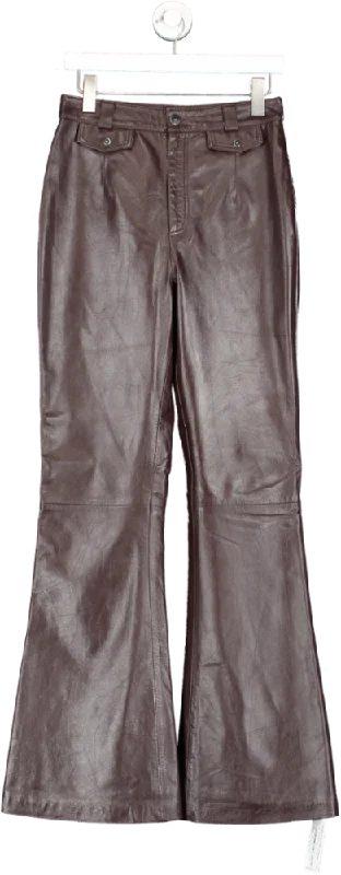 Karen Millen Red Leather Straight Leg Trousers UK 10