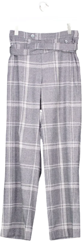 Marissa Webb Grey Artie Plaid Wrap Strap Trousers  BNWT UK 6