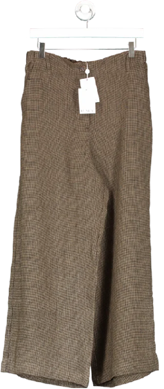 Raey Brown Relaxed Houndstooth Trousers UK 12