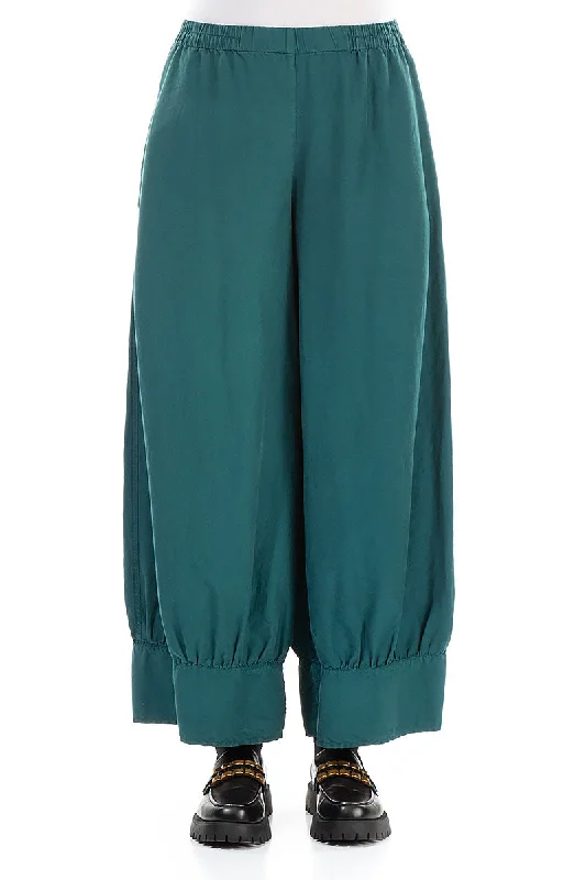 Taper Emerald Silk Cotton Trousers