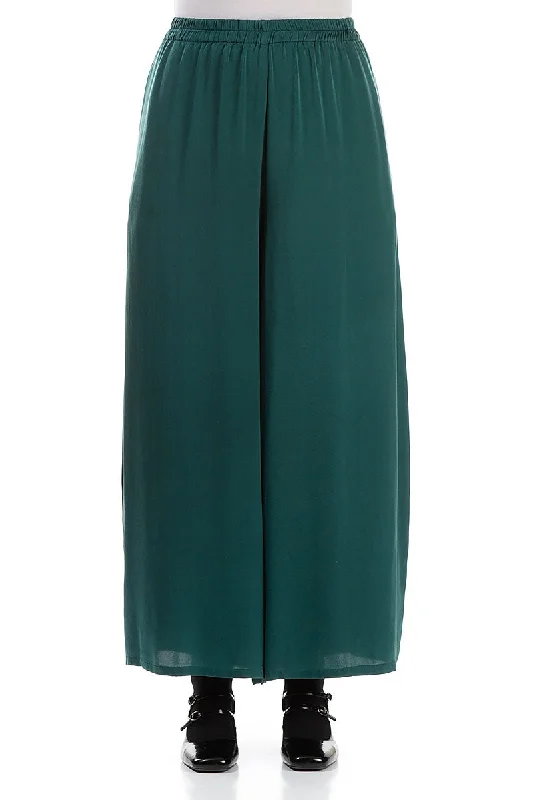 Wide Leg Emerald Silk Trousers